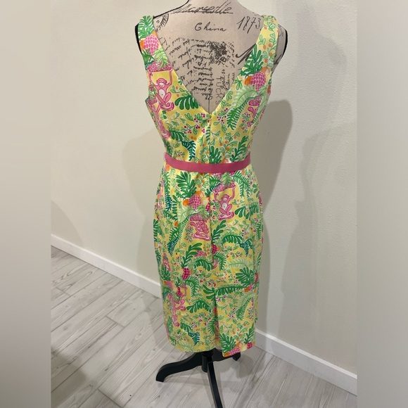Lilly Pulitzer Yellow Miranda Monkey Jungle Print Midi Dress EUC - Picture 5 of 6